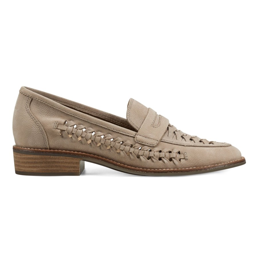 Casual Earth Shoes | Ella Round Toe Slip-On Casual Flat Loafers Taupe