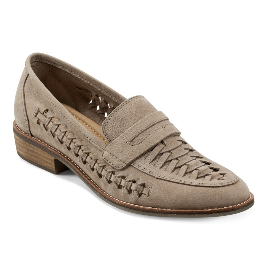 Casual Earth Shoes | Ella Round Toe Slip-On Casual Flat Loafers Taupe