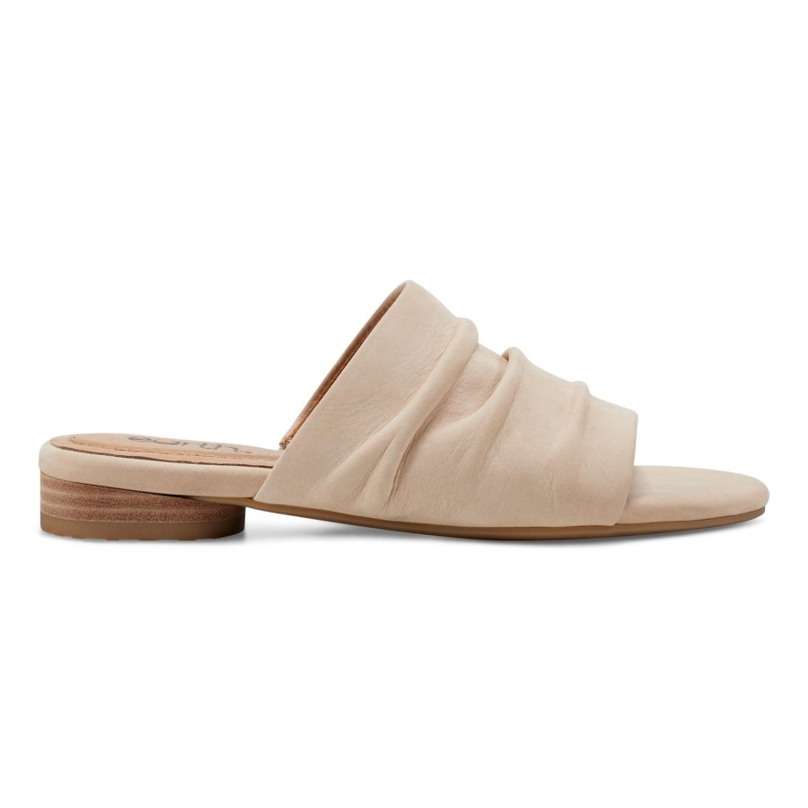 Casual Earth Shoes | Talma Ruched Flat Slip-On Sandals Ivory