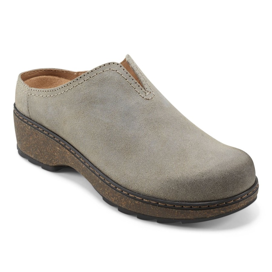 Casual Earth Shoes | Kolia Round Toe Slip-On Casual Heeled Mules Brown