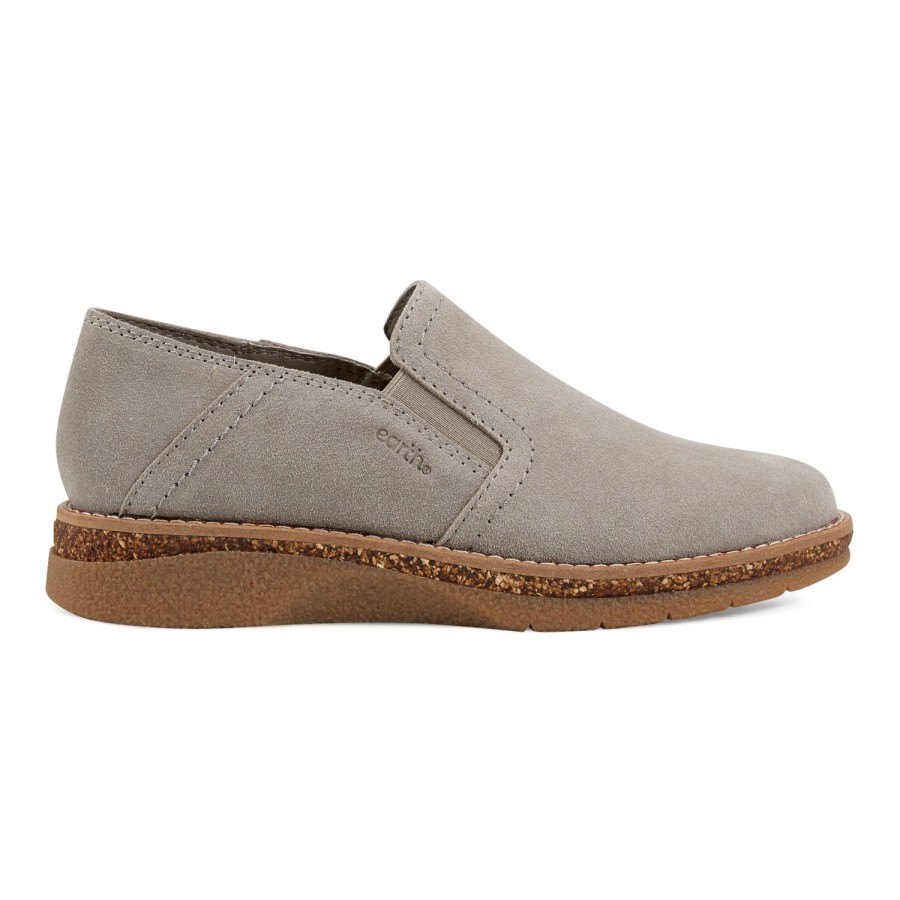 Casual Earth Shoes | Pria Round Toe Slip-On Casual Flat Loafers Medium Gray