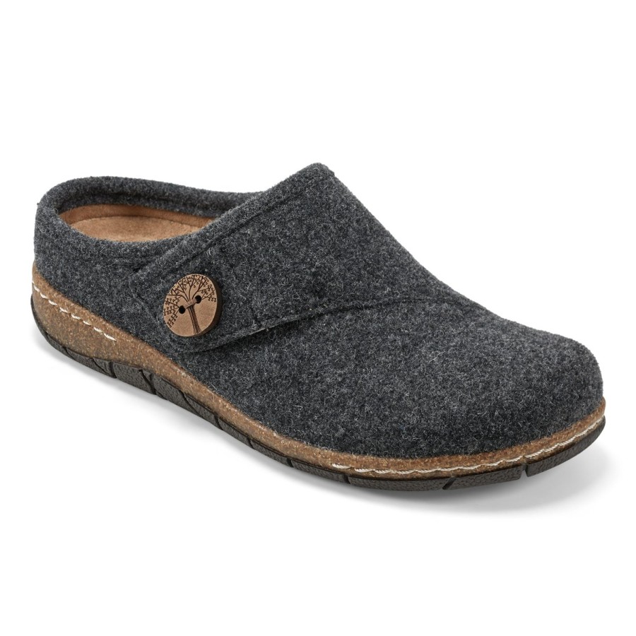 Boots & Booties Earth Shoes | Ezra Round Toe Casual Slip-On Flat Clogs Dark Gray