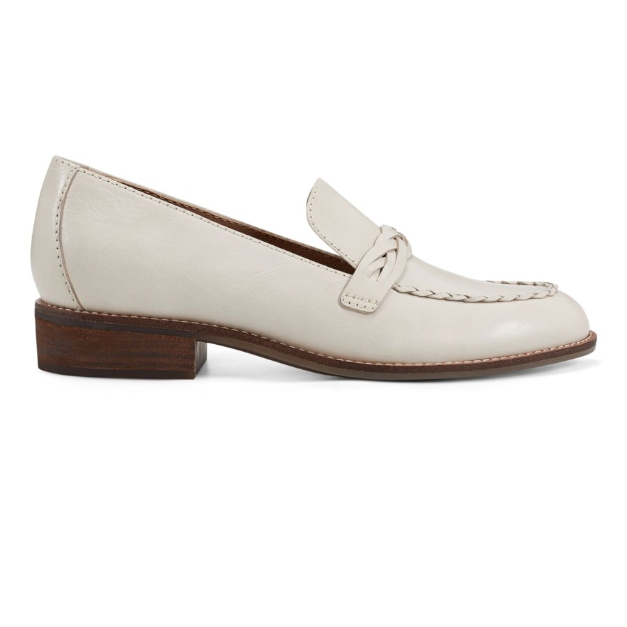 Casual Earth Shoes | Edie Stacked Heel Casual Slip-On Loafers Ivory