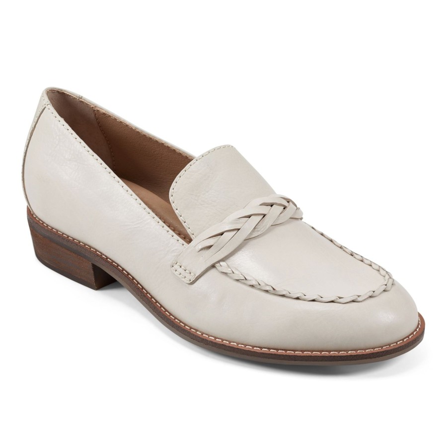 Casual Earth Shoes | Edie Stacked Heel Casual Slip-On Loafers Ivory