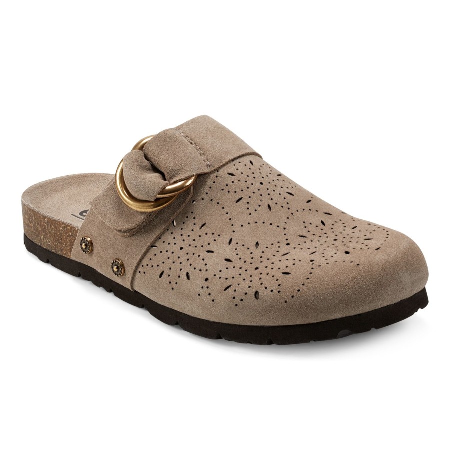 Casual Earth Shoes | Agoli Round Toe Casual Flat Slip-On Mules Taupe