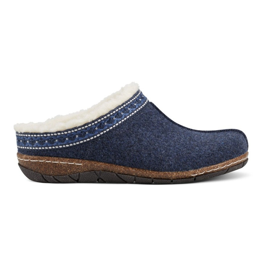 Boots & Booties Earth Shoes | Elya Round Toe Casual Slip-On Flat Clogs Dark Blue