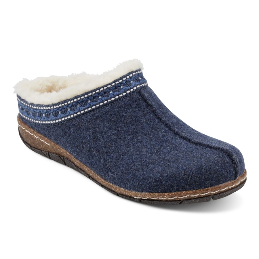 Boots & Booties Earth Shoes | Elya Round Toe Casual Slip-On Flat Clogs Dark Blue