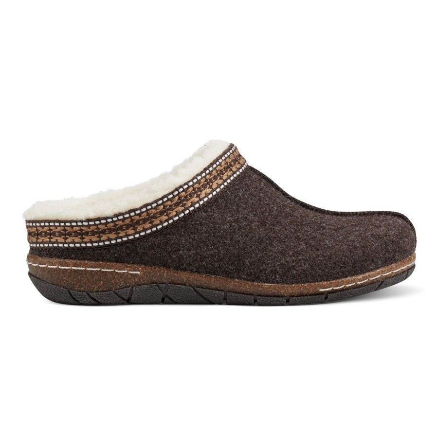 Boots & Booties Earth Shoes | Elya Round Toe Casual Slip-On Flat Clogs Dark Brown