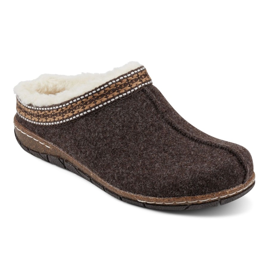 Boots & Booties Earth Shoes | Elya Round Toe Casual Slip-On Flat Clogs Dark Brown