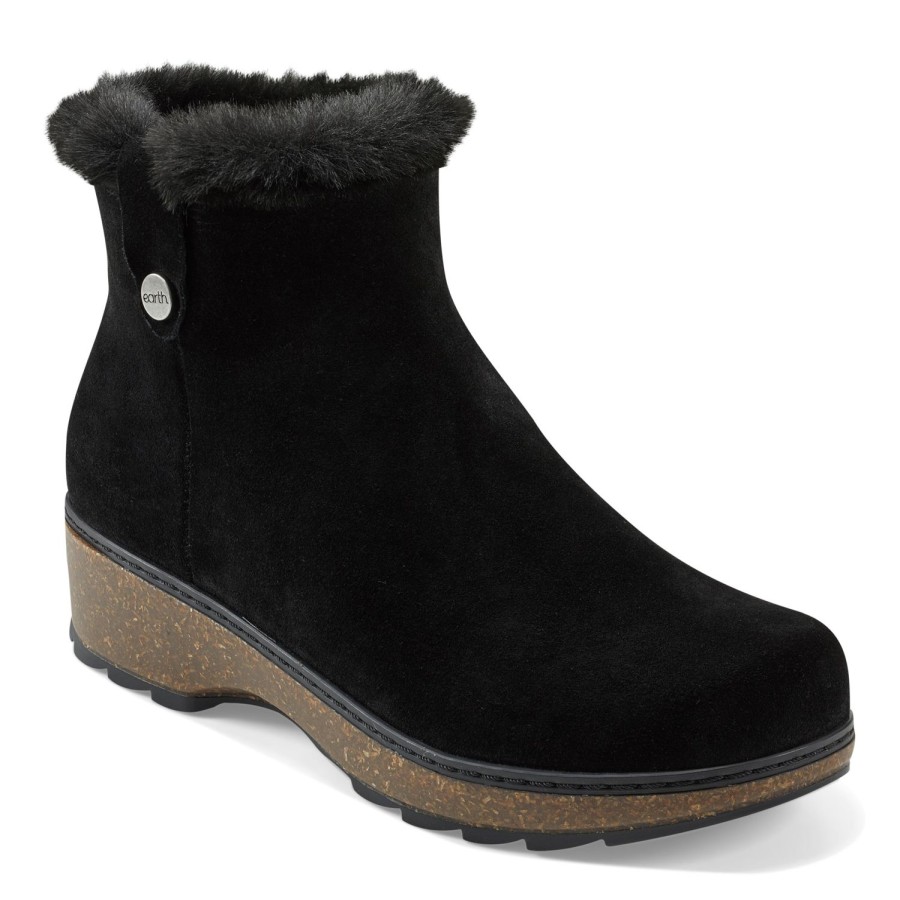 Boots & Booties Earth Shoes | Kim Cold Weather Round Toe Casual Booties Black