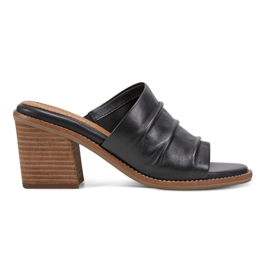 Casual Earth Shoes | Adara Ruched Slip-On Dress Sandals Black