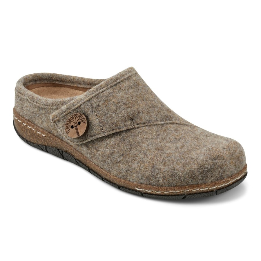 Casual Earth Shoes | Ezra Round Toe Casual Slip-On Flat Clogs Brown