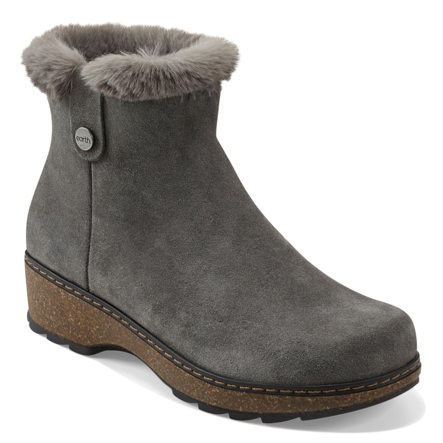 Boots & Booties Earth Shoes | Kim Cold Weather Round Toe Casual Booties Dark Gray