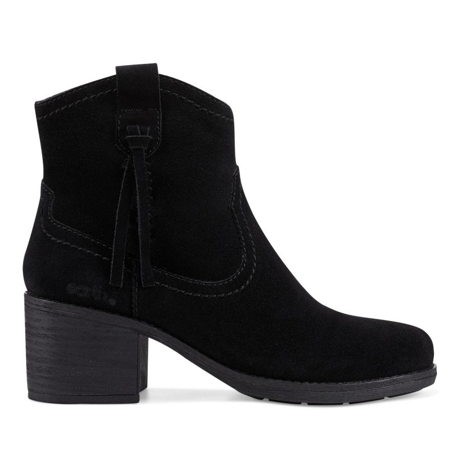 Boots & Booties Earth Shoes | Irene Round Toe Block Heel Casual Booties Black