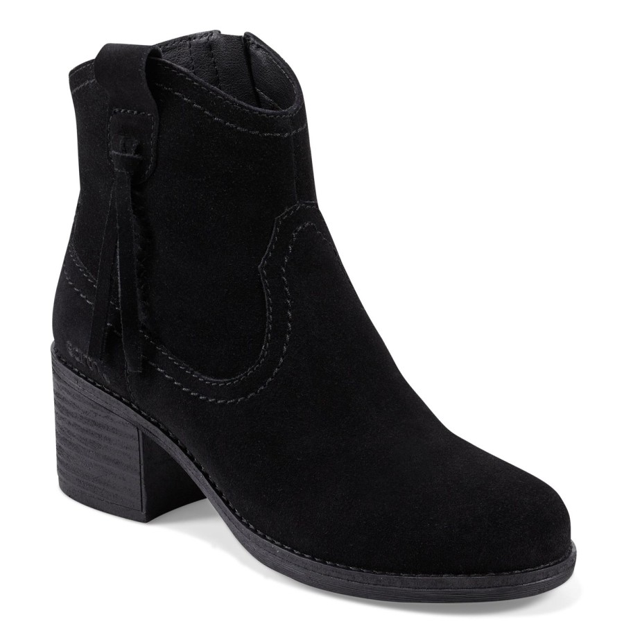 Boots & Booties Earth Shoes | Irene Round Toe Block Heel Casual Booties Black