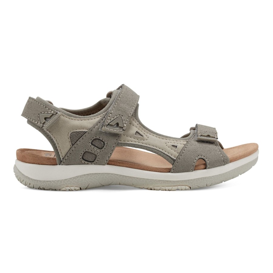 Casual Earth Shoes | Skylar Round Toe Lightweight Casual Flat Sandals Light Gray