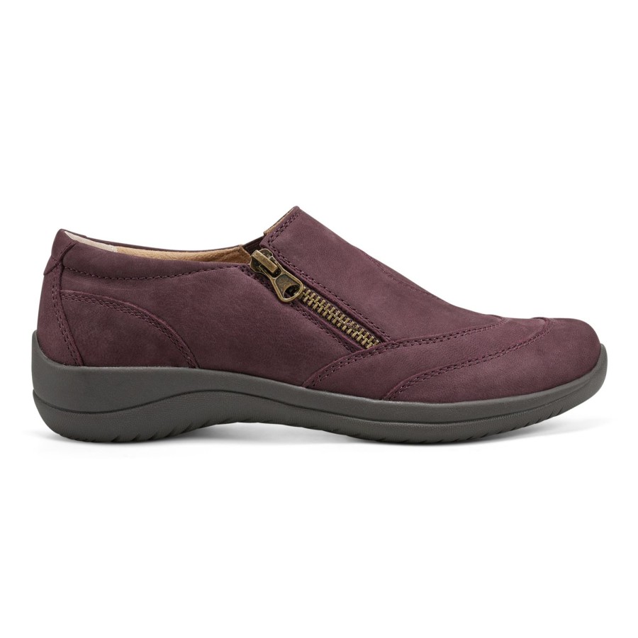 Casual Earth Shoes | Farraday Round Toe Casual Slip-On Flats Dark Red