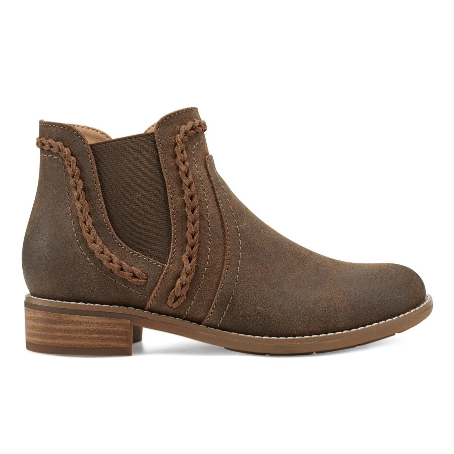 Boots & Booties Earth Shoes | Nika Round Toe Casual Booties Dark Brown