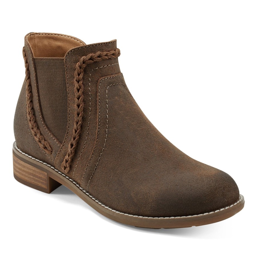 Boots & Booties Earth Shoes | Nika Round Toe Casual Booties Dark Brown