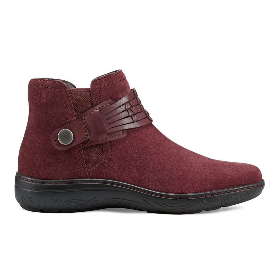 Boots & Booties Earth Shoes | Synal Flat Casual Booties Dark Red