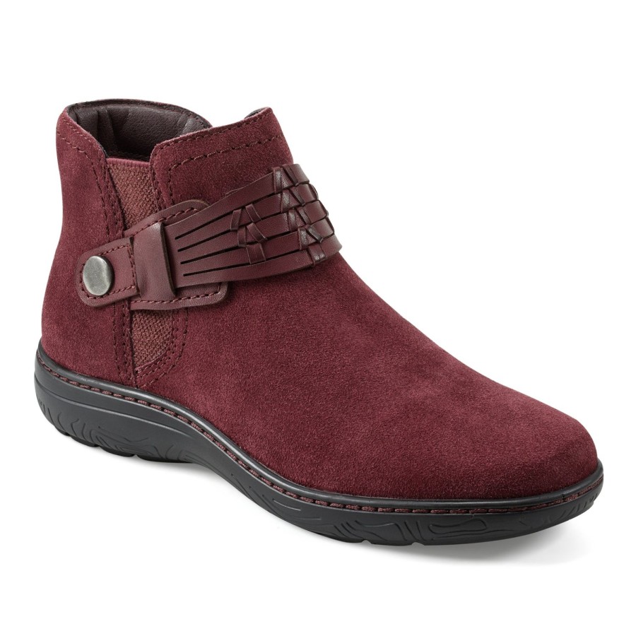 Boots & Booties Earth Shoes | Synal Flat Casual Booties Dark Red