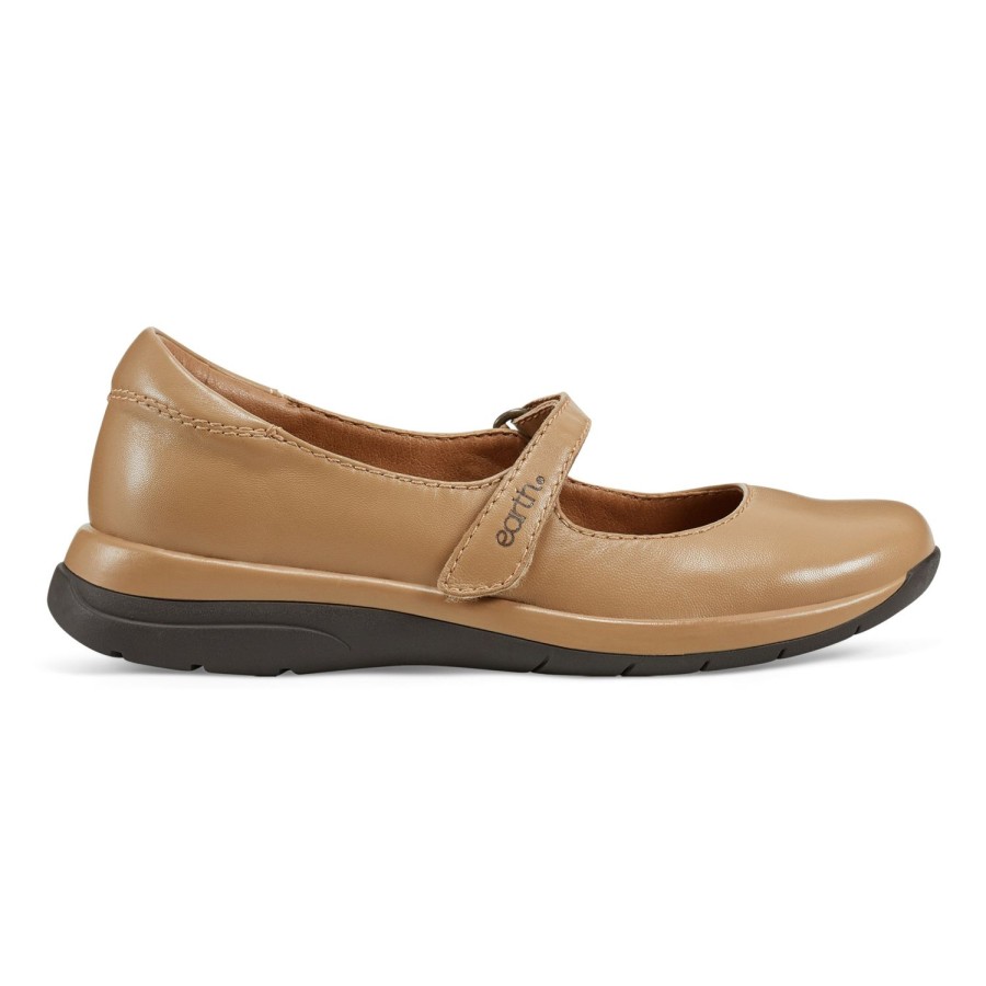 Casual Earth Shoes | Tose Lug Sole Square Toe Casual Ballet Flats Medium Natural