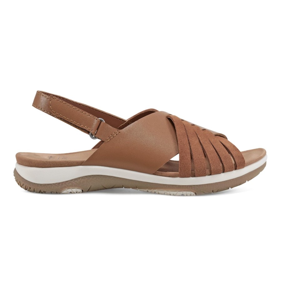 Casual Earth Shoes | Suzie Lightweight Woven Casual Flat Sandals Dark Natural