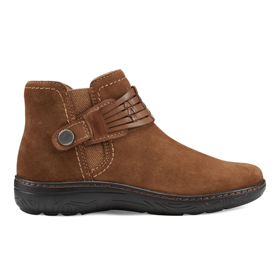 Boots & Booties Earth Shoes | Synal Flat Casual Booties Medium Brown