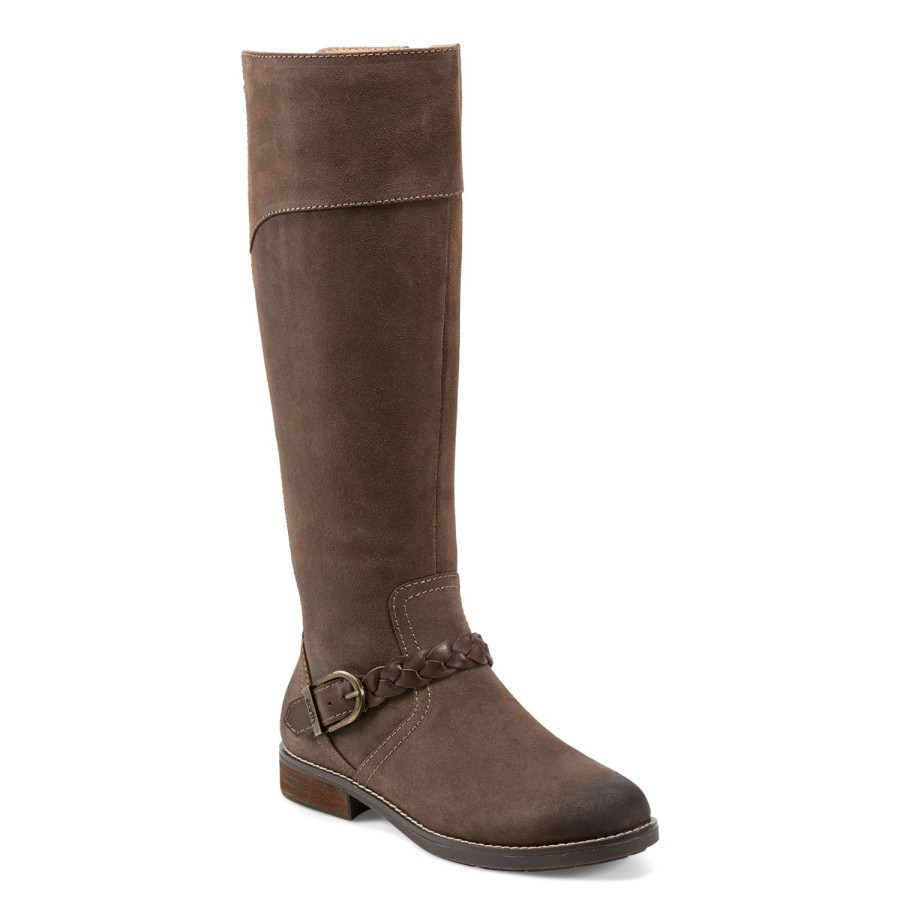 Boots & Booties Earth Shoes | Mira Round Toe High Shaft Casual Boots Dark Brown