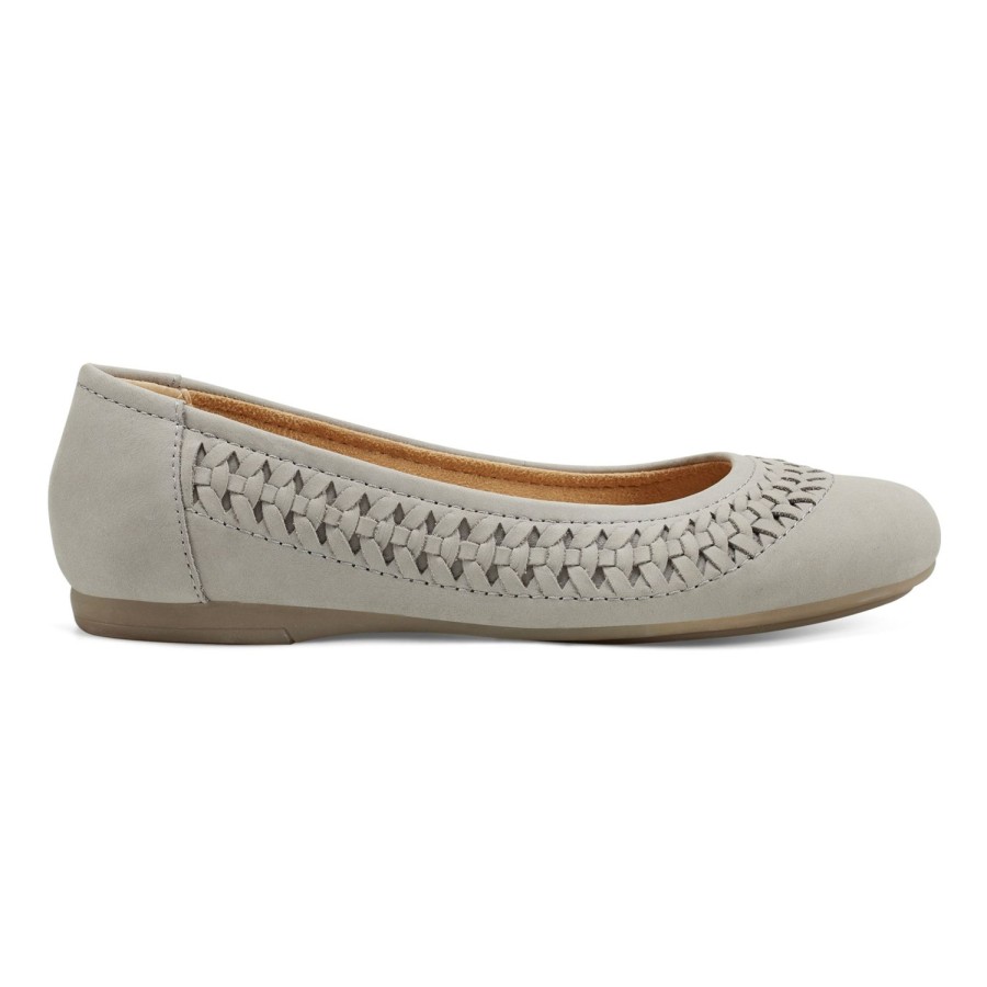 Casual Earth Shoes | Jett Woven Round Toe Slip-On Dress Flats Light Gray