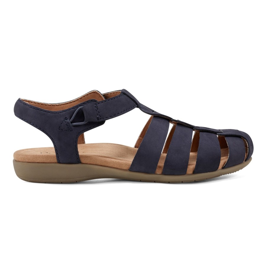 Casual Earth Shoes | Blake Woven Casual Round Toe Slip-On Sandals Dark Blue