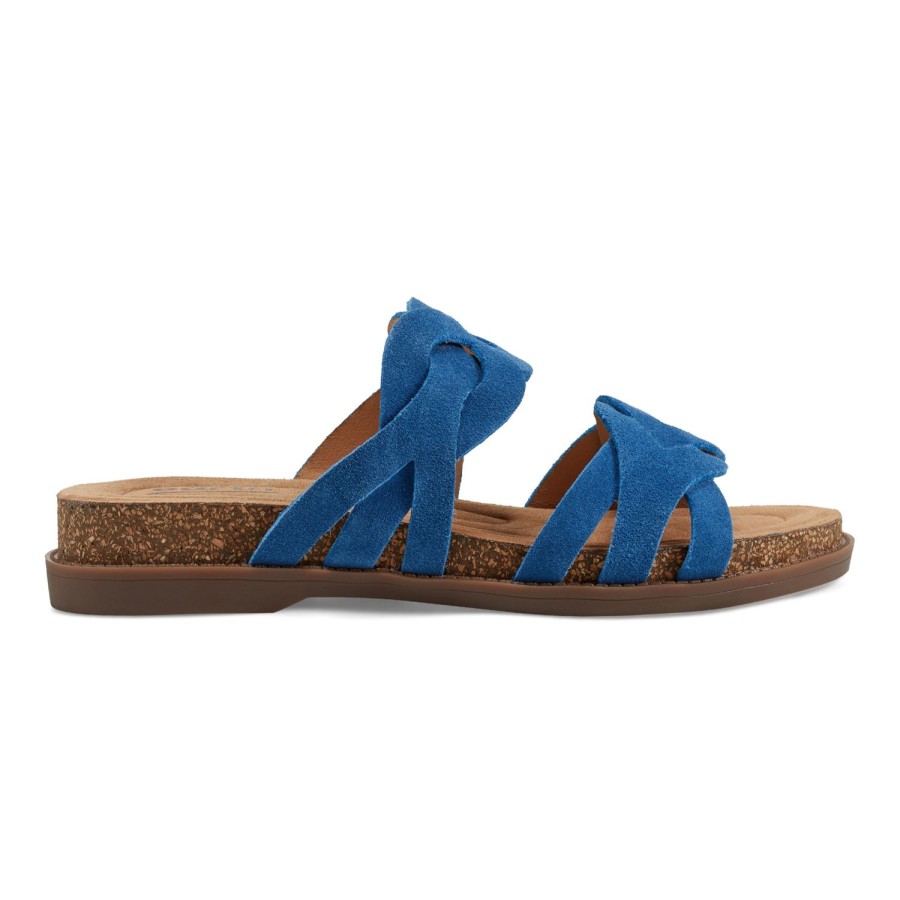 Casual Earth Shoes | Desty Round Toe Woven Casual Slip-On Sandals Dark Blue