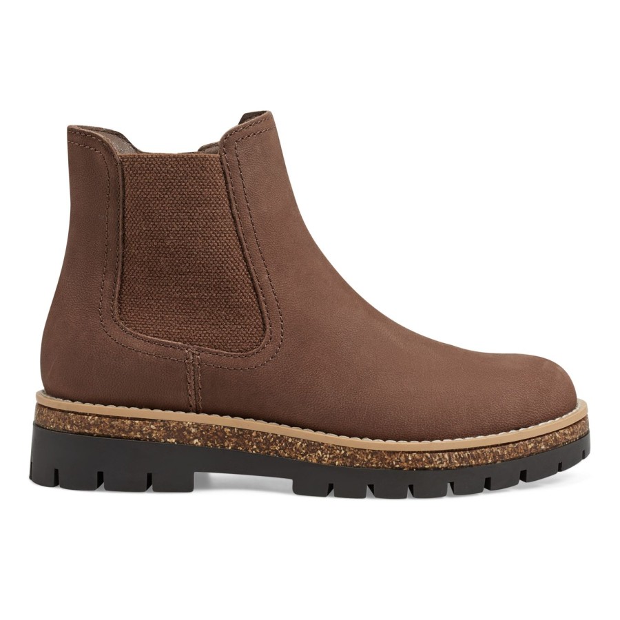 Boots & Booties Earth Shoes | Aydin Round Toe Casual Lug Sole Booties Dark Natural