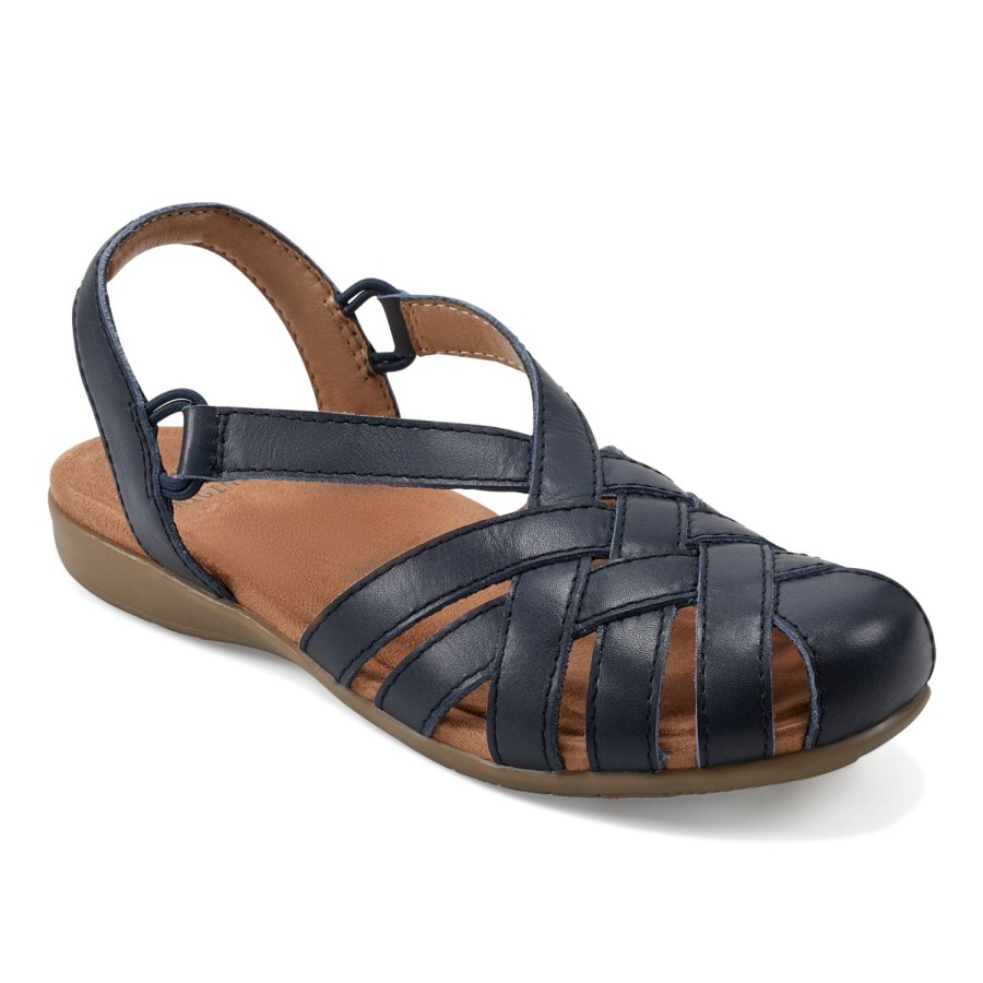 Casual Earth Shoes | Berri Woven Casual Round Toe Slip-On Sandals Medium Blue