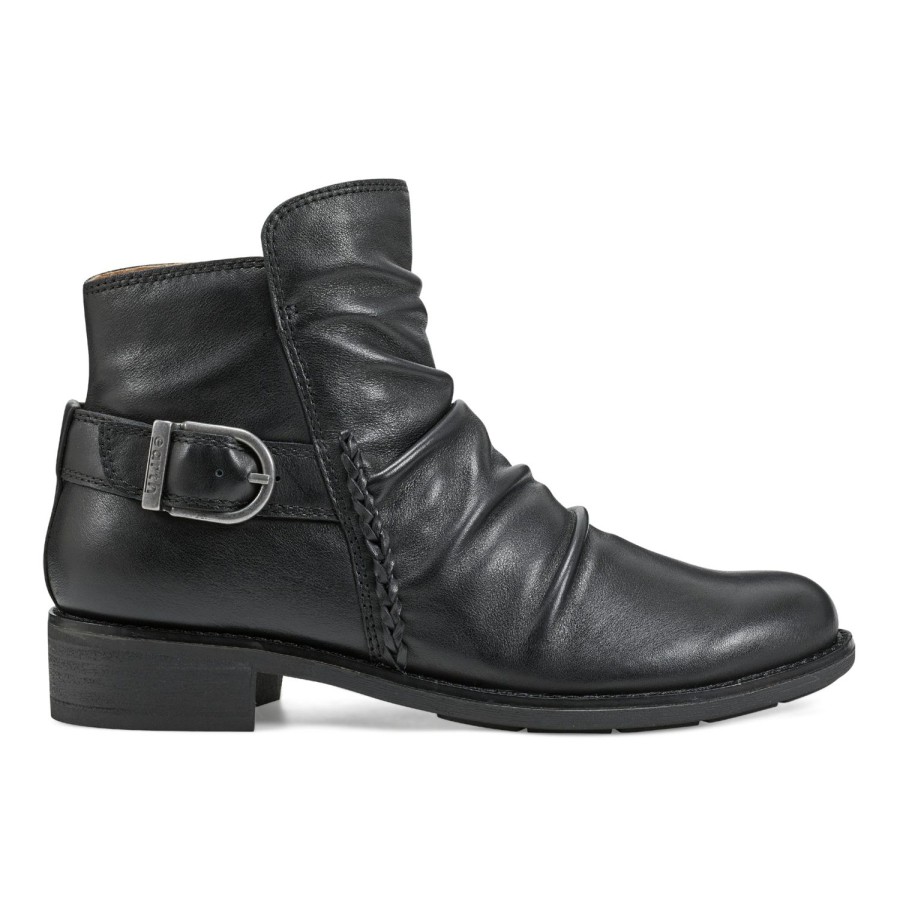 Boots & Booties Earth Shoes | Naira Round Toe Ruched Casual Booties Black