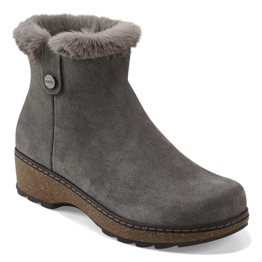 Boots & Booties Earth Shoes | Kim Cold Weather Round Toe Casual Booties Dark Gray