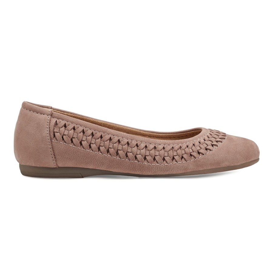 Casual Earth Shoes | Jett Woven Round Toe Slip-On Dress Flats Light Pink