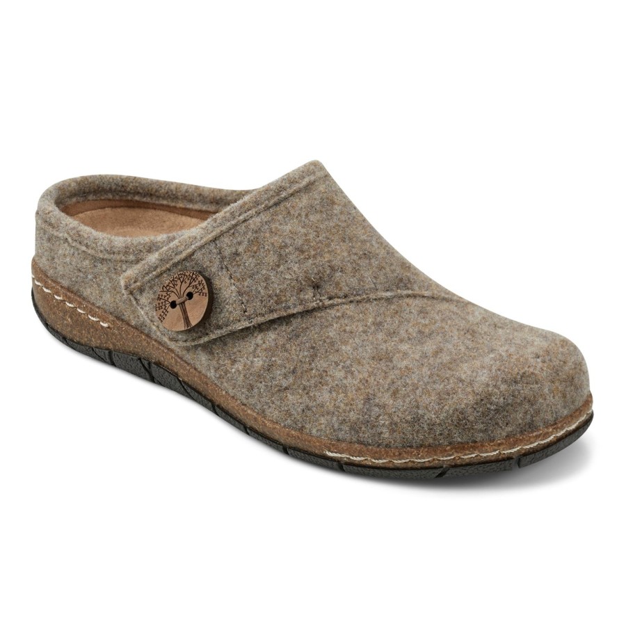 Casual Earth Shoes | Ezra Round Toe Casual Slip-On Flat Clogs Brown