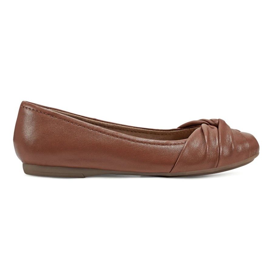 Casual Earth Shoes | Jacci Lightweight Round Toe Slip-On Dress Flats Dark Natural