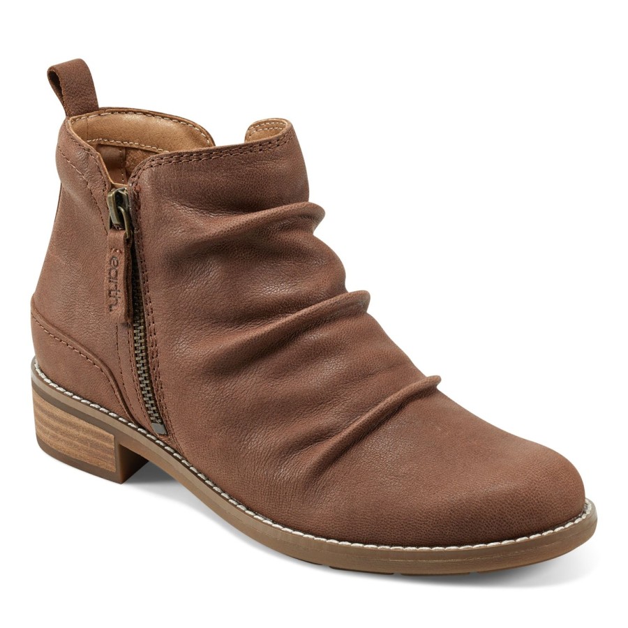 Boots & Booties Earth Shoes | Nadya Round Toe Casual Booties Dark Natural