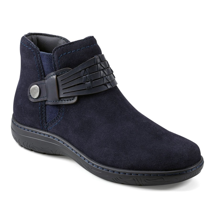 Boots & Booties Earth Shoes | Synal Flat Casual Booties Dark Blue