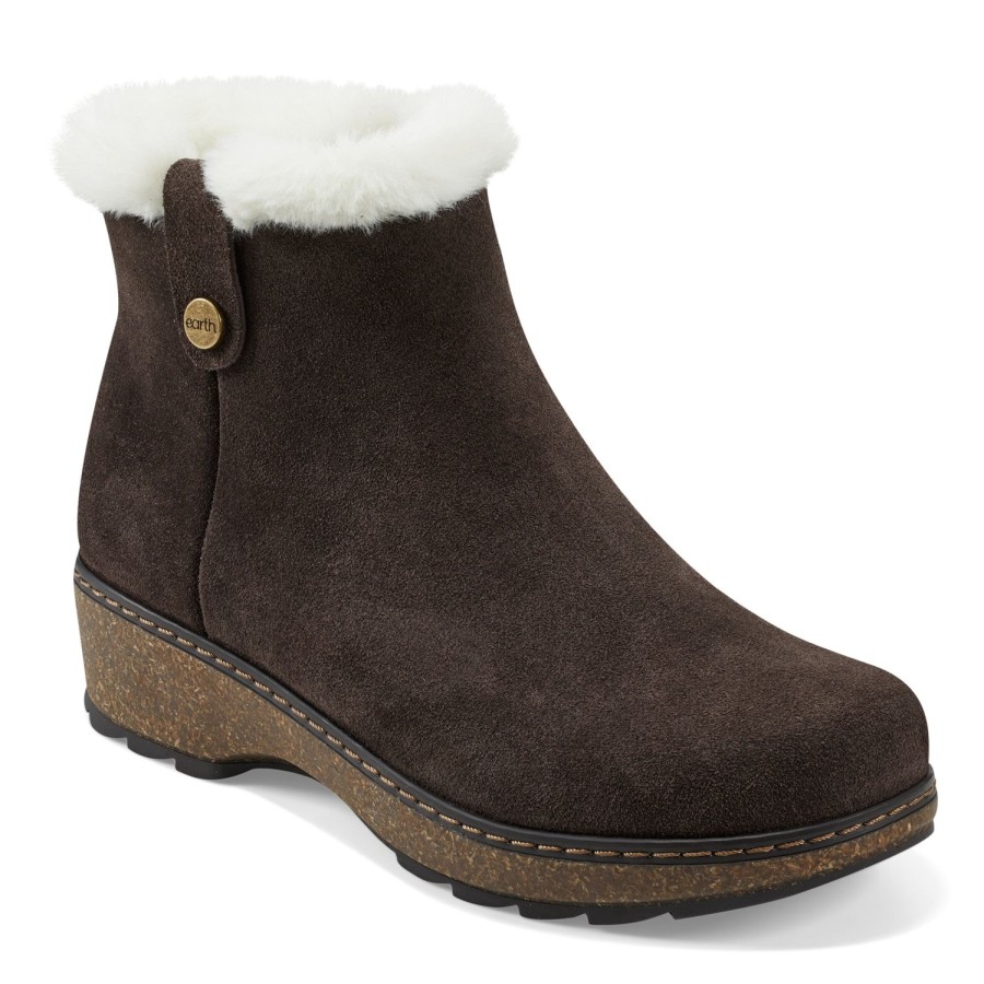 Boots & Booties Earth Shoes | Kim Cold Weather Round Toe Casual Booties Dark Brown