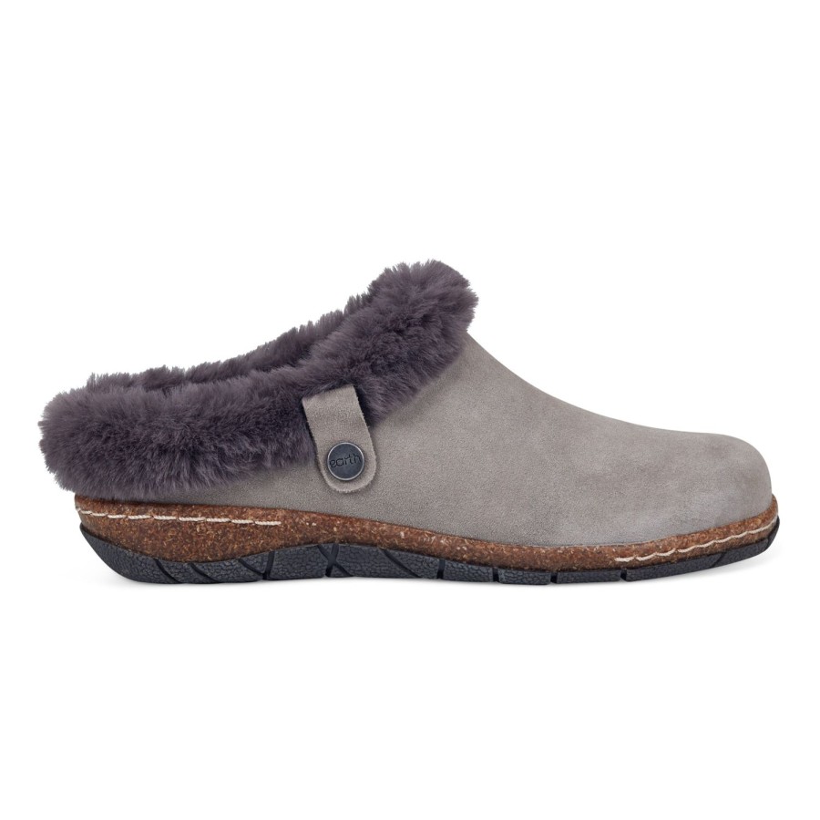 Boots & Booties Earth Shoes | Elena Cold Weather Round Toe Casual Slip-On Clogs Medium Gray