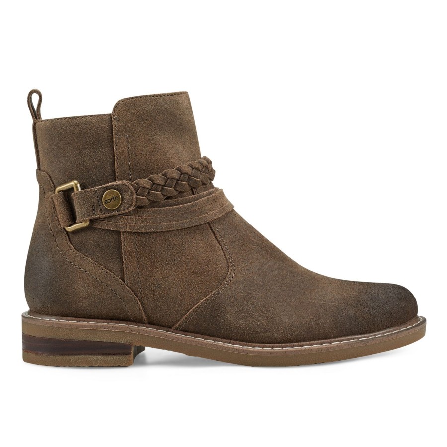 Boots & Booties Earth Shoes | Jeno Round Toe Casual Booties Dark Brown