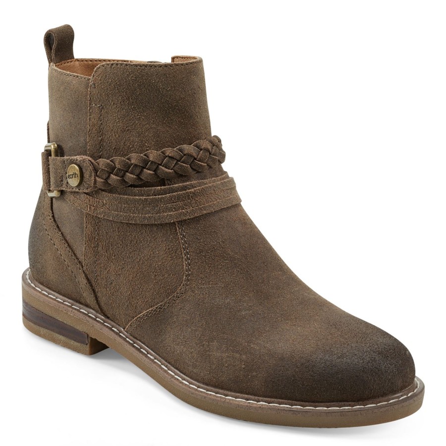 Boots & Booties Earth Shoes | Jeno Round Toe Casual Booties Dark Brown