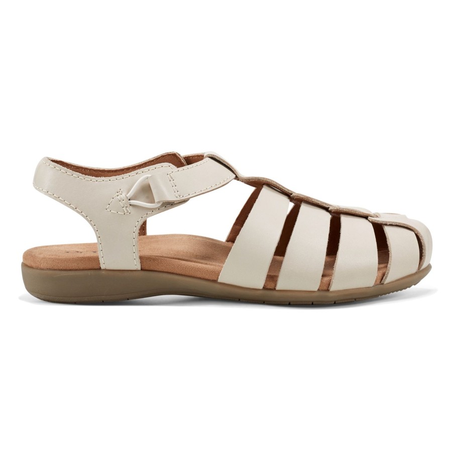 Casual Earth Shoes | Blake Woven Casual Round Toe Slip-On Sandals Ivory