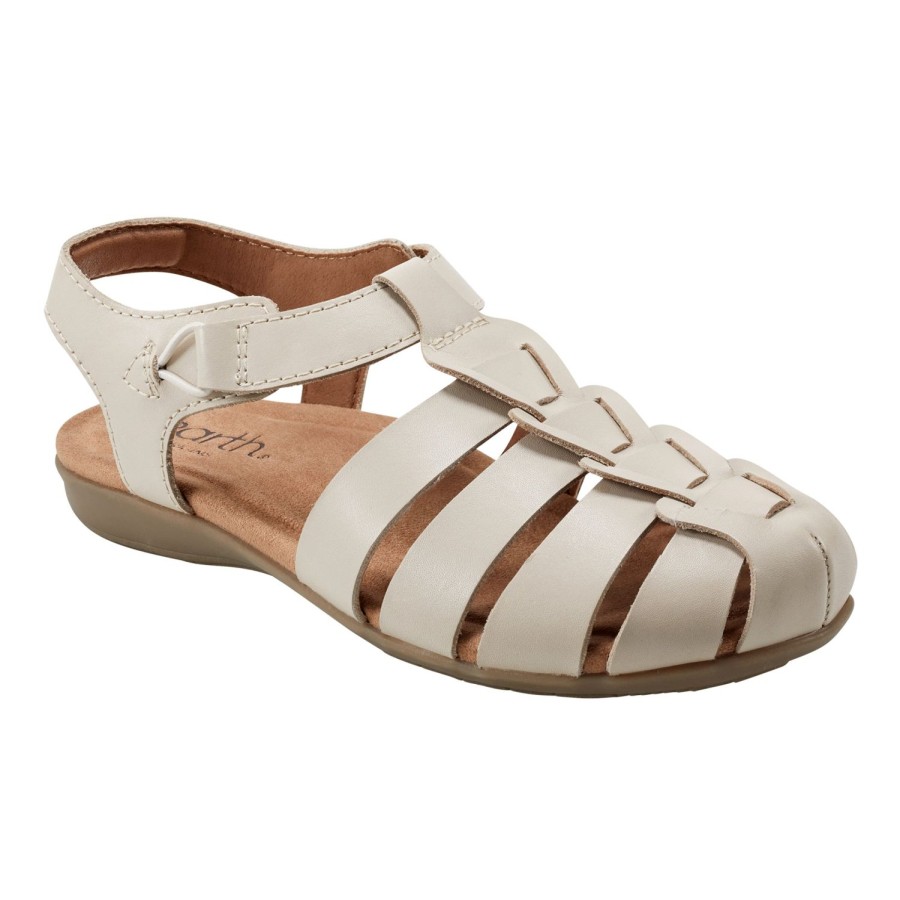 Casual Earth Shoes | Blake Woven Casual Round Toe Slip-On Sandals Ivory