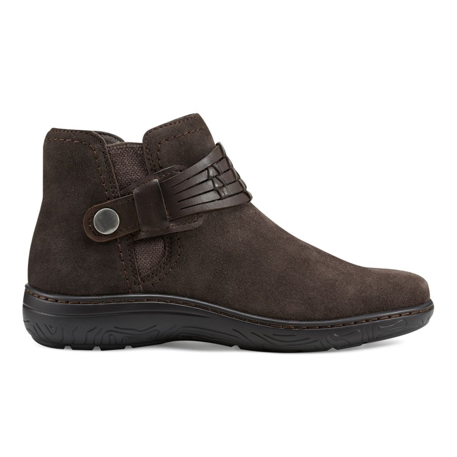 Boots & Booties Earth Shoes | Synal Flat Casual Booties Dark Brown