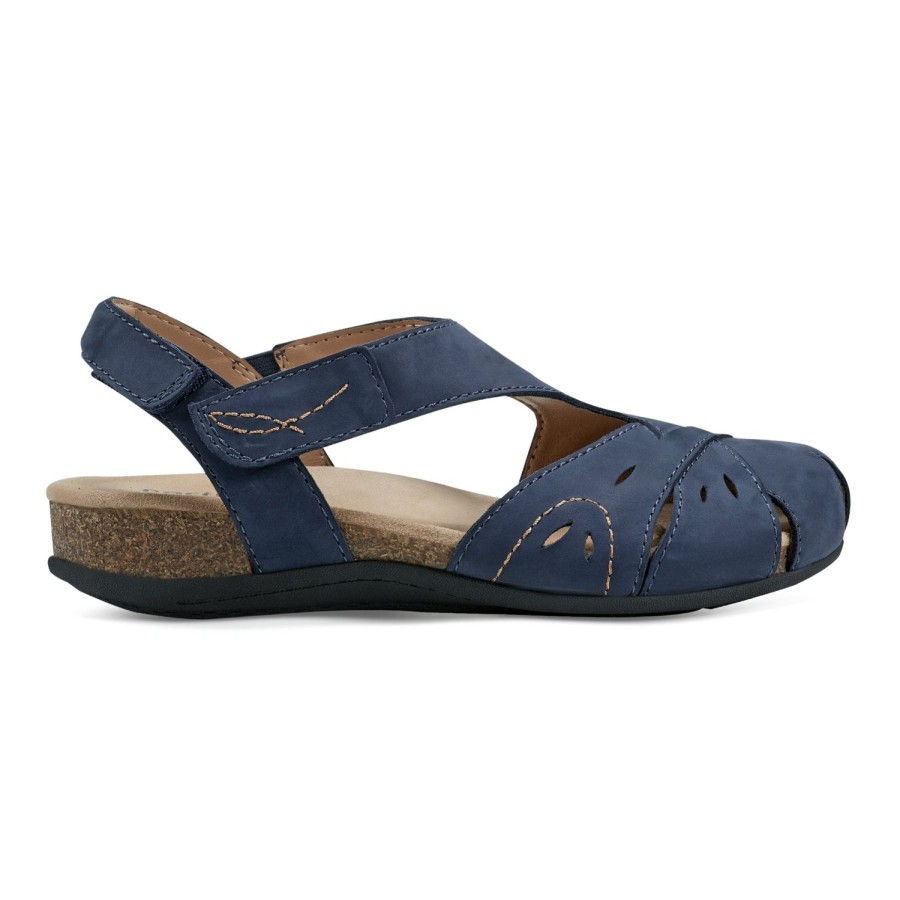 Casual Earth Shoes | Birdine Casual Round Toe Slip-On Sandals Dark Blue