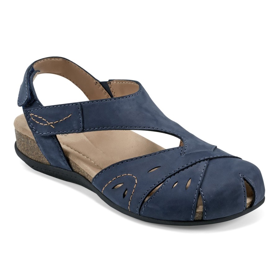 Casual Earth Shoes | Birdine Casual Round Toe Slip-On Sandals Dark Blue